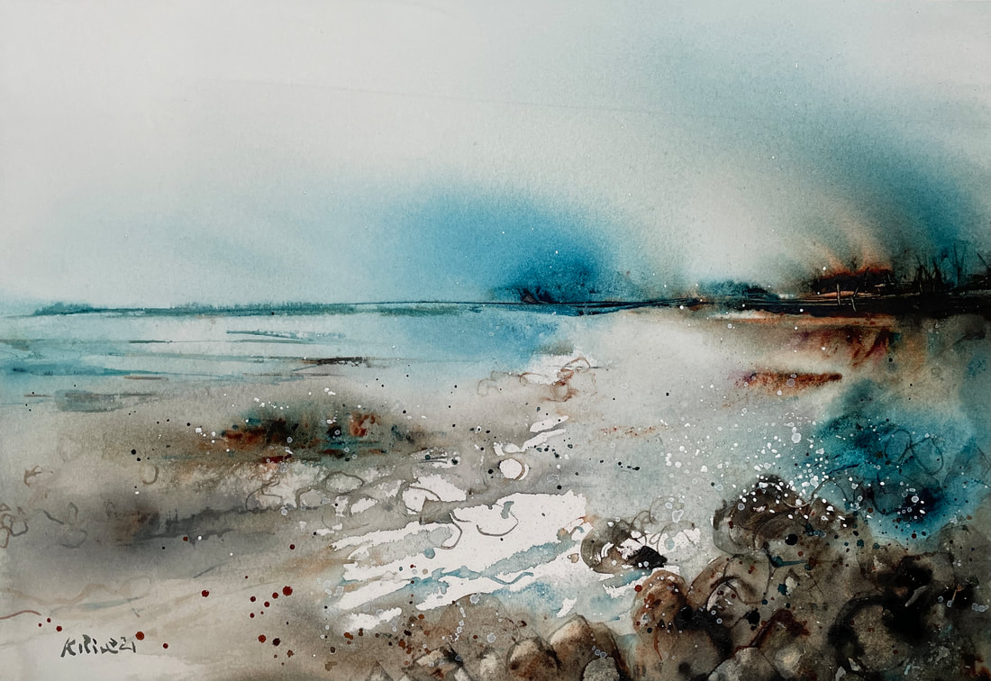 watercolor abstract seascape picture